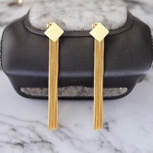 NEW 14K yellow gold plated long tassel drop earrings jewelry B25A